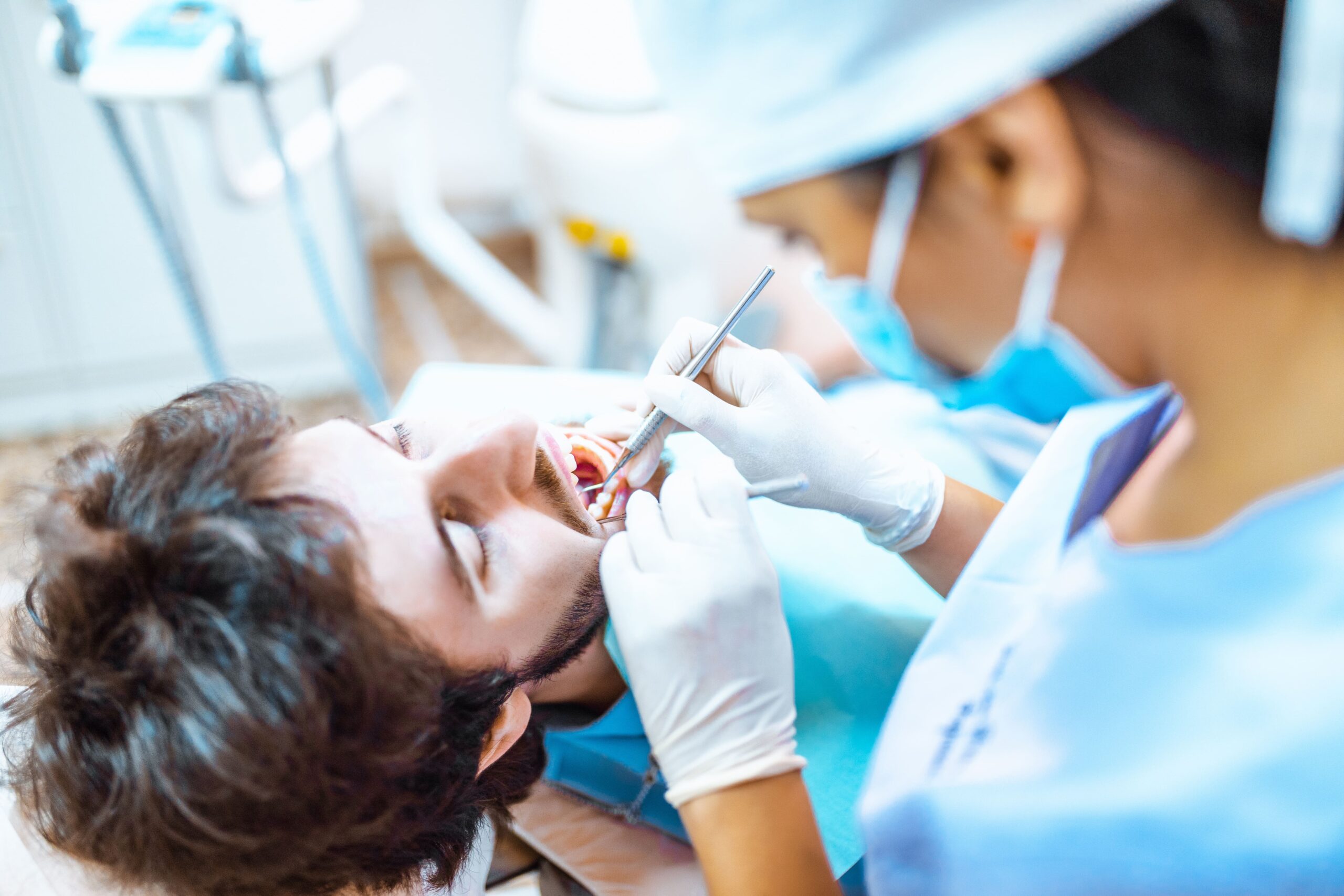 Tooth extraction procedure at the dentist